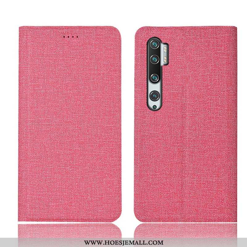 Hoesje Xiaomi Mi Note 10 Bescherming Katoen En Linnen Mobiele Telefoon Leren Folio Bruin Hoes Bruine