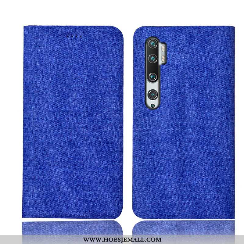 Hoesje Xiaomi Mi Note 10 Bescherming Katoen En Linnen Mobiele Telefoon Leren Folio Bruin Hoes Bruine