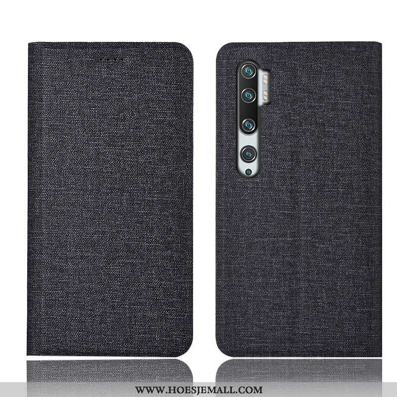 Hoesje Xiaomi Mi Note 10 Bescherming Katoen En Linnen Mobiele Telefoon Leren Folio Bruin Hoes Bruine