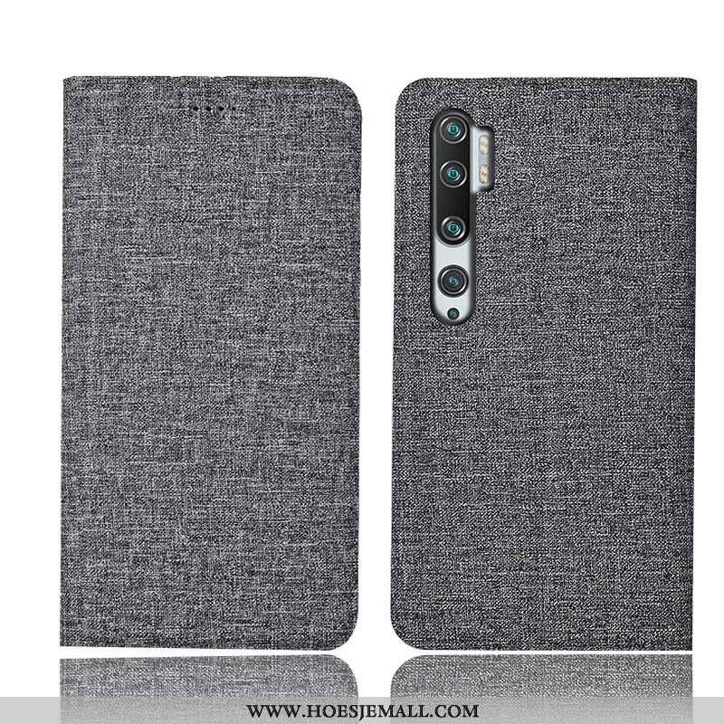 Hoesje Xiaomi Mi Note 10 Bescherming Katoen En Linnen Mobiele Telefoon Leren Folio Bruin Hoes Bruine