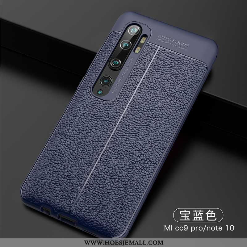 Hoes Xiaomi Mi Note 10 Bescherming Trend Rood Hoesje Mini Zacht Anti-fall Donkerblauwe