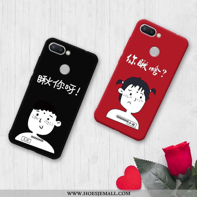 Hoesje Xiaomi Redmi 6 Persoonlijk Scheppend Lovers Schrobben Rood Anti-fall Zacht Zwarte