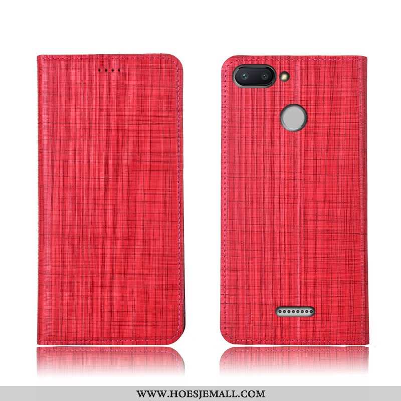 Hoesje Xiaomi Redmi 6 Bescherming Leren Jeugd Siliconen Rood Mini Echt Leer