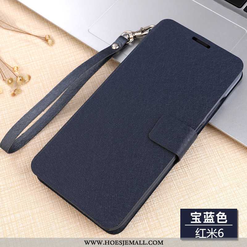 Hoes Xiaomi Redmi 6 Hanger Bescherming Mobiele Telefoon Leren Hoesje Blauw Anti-fall Blauwe