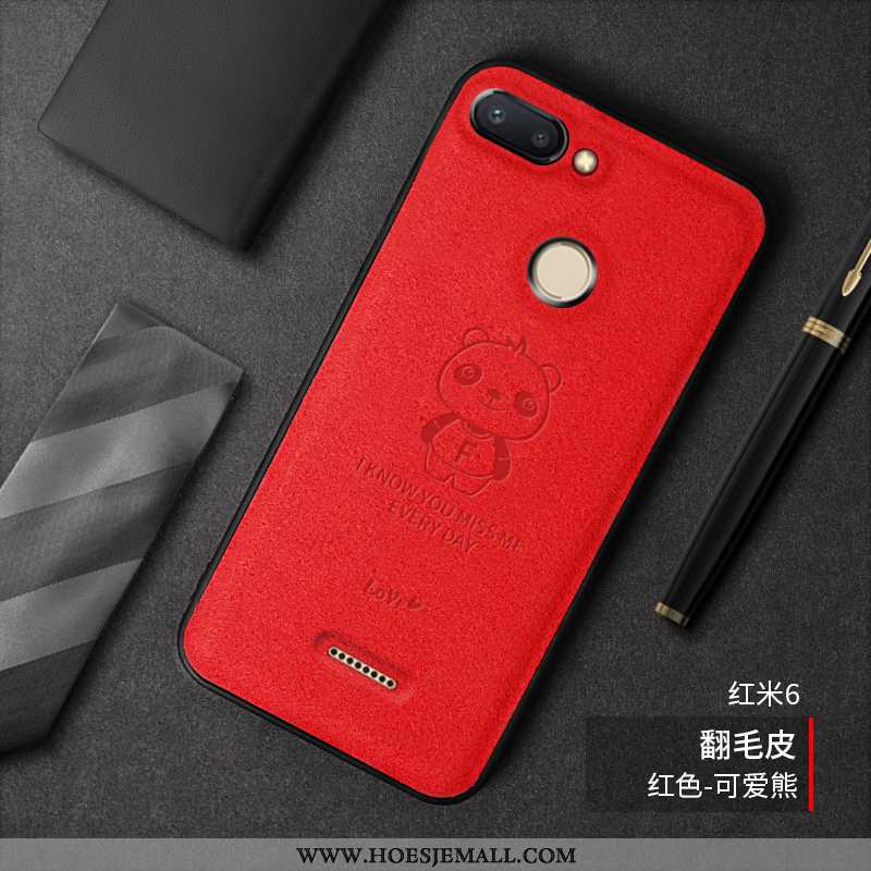 Hoes Xiaomi Redmi 6 Persoonlijk Scheppend Suede Rood Pluche Trend Spotprent