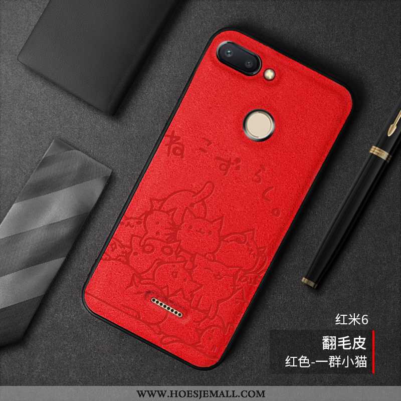 Hoes Xiaomi Redmi 6 Persoonlijk Scheppend Suede Rood Pluche Trend Spotprent