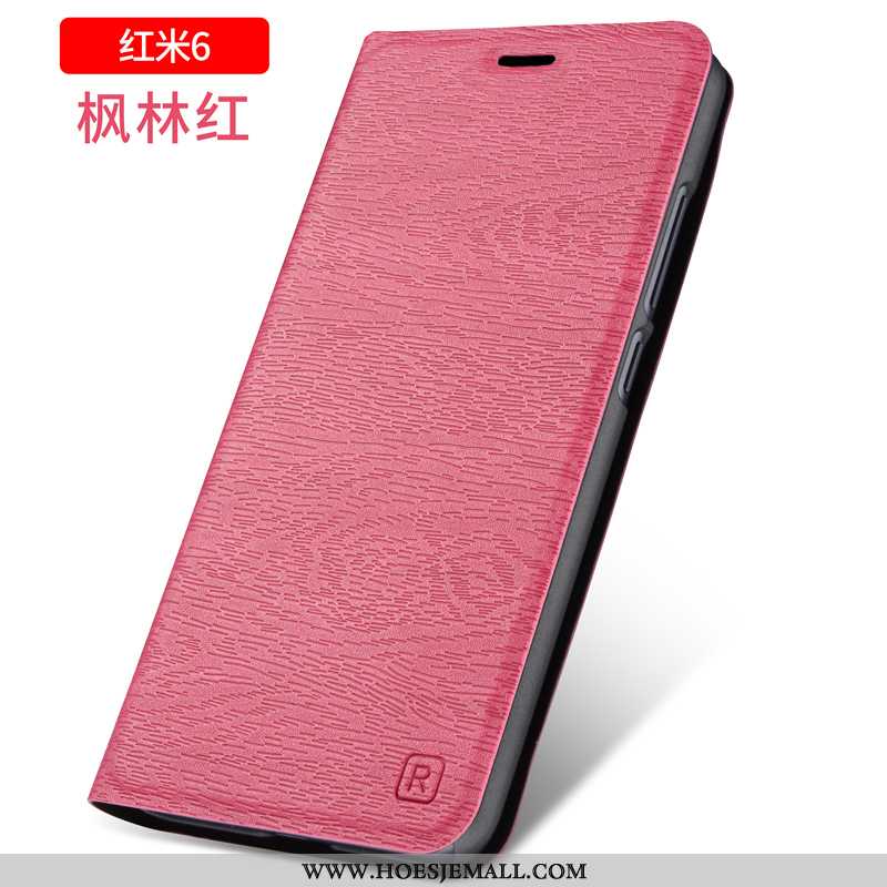 Hoesje Xiaomi Redmi 6 Siliconen Bescherming Zacht Leren Folio Hoes All Inclusive Rood