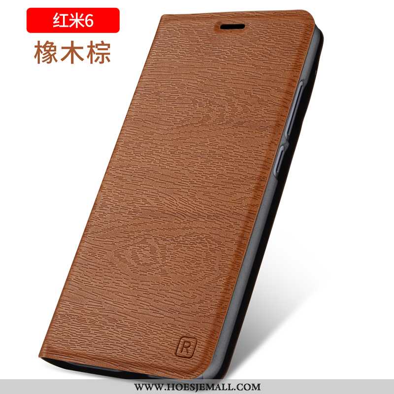 Hoesje Xiaomi Redmi 6 Siliconen Bescherming Zacht Leren Folio Hoes All Inclusive Rood