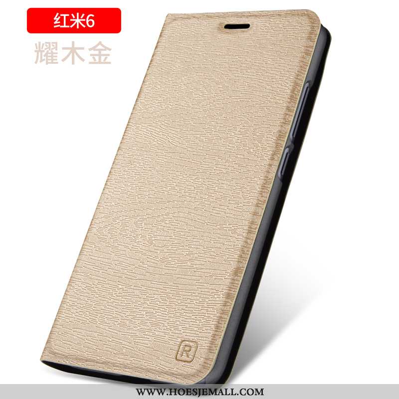 Hoesje Xiaomi Redmi 6 Siliconen Bescherming Zacht Leren Folio Hoes All Inclusive Rood