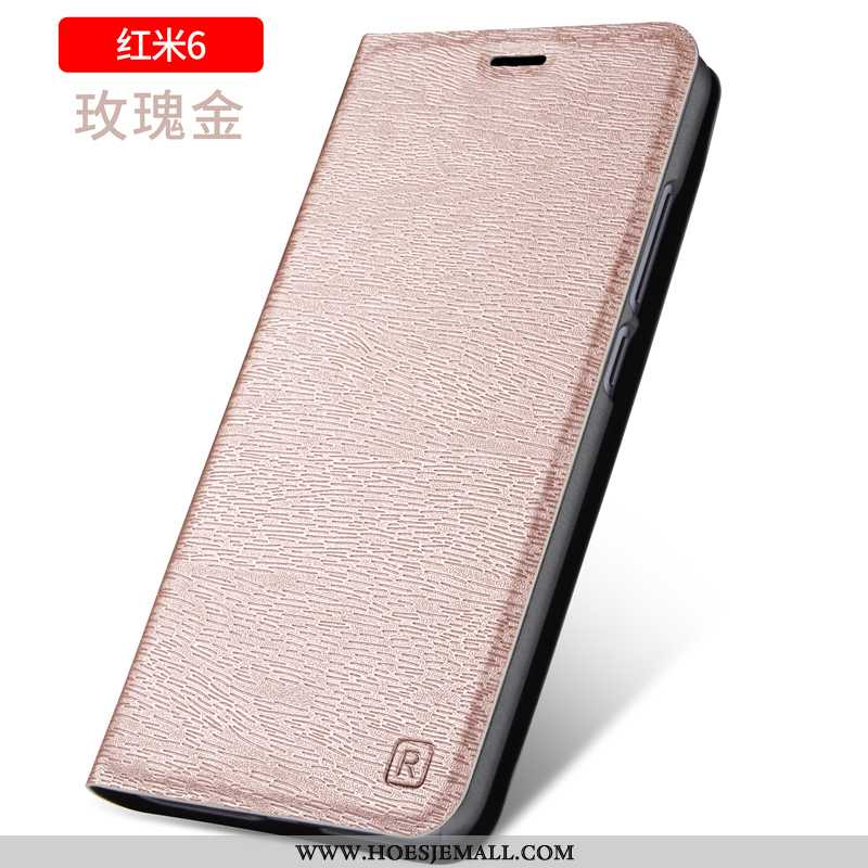 Hoesje Xiaomi Redmi 6 Siliconen Bescherming Zacht Leren Folio Hoes All Inclusive Rood