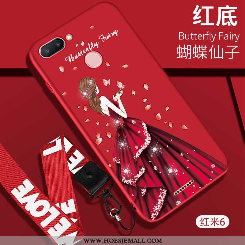 Hoes Xiaomi Redmi 6 Trend Bescherming Hoesje Hanger Mode Spotprent Rood