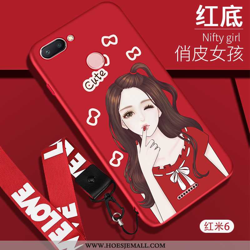 Hoes Xiaomi Redmi 6 Trend Bescherming Hoesje Hanger Mode Spotprent Rood