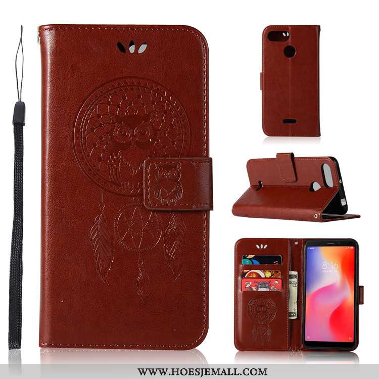 Hoesje Xiaomi Redmi 6 Leren Zacht Rood Hoes Mobiele Telefoon Bescherming Purper