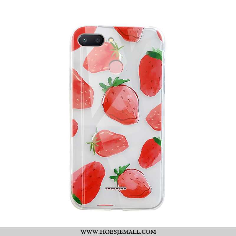 Hoes Xiaomi Redmi 6 Doorzichtig Trend Mobiele Telefoon Rood Anti-fall Hoesje Fruit