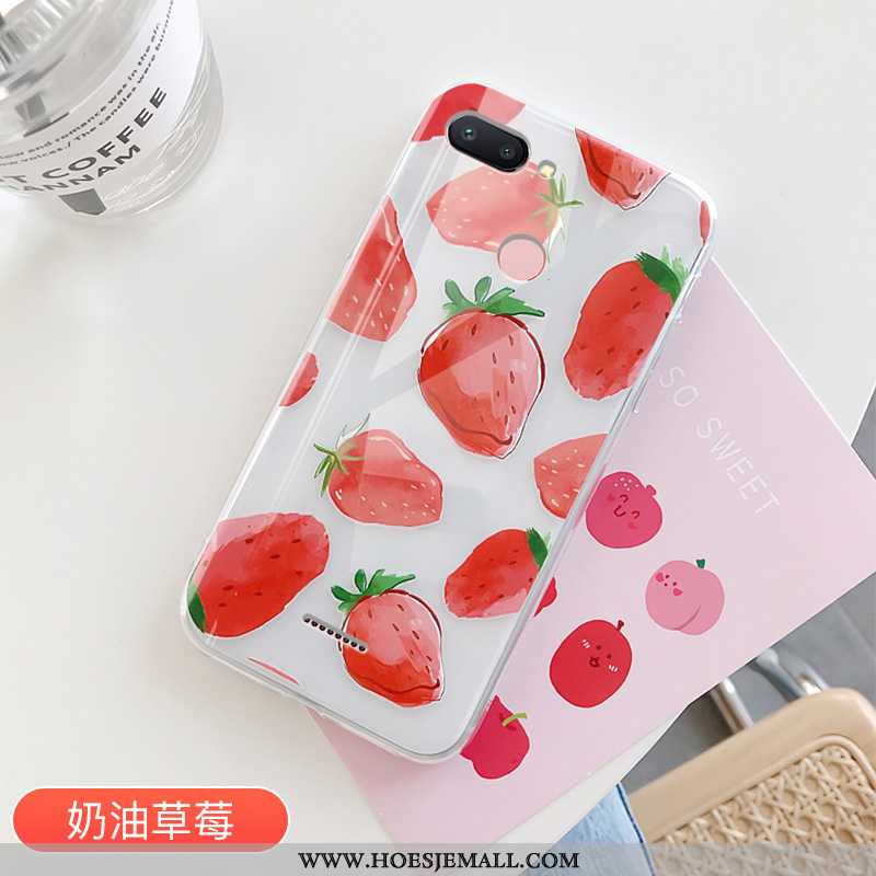 Hoes Xiaomi Redmi 6 Doorzichtig Trend Mobiele Telefoon Rood Anti-fall Hoesje Fruit