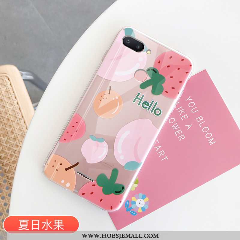 Hoes Xiaomi Redmi 6 Doorzichtig Trend Mobiele Telefoon Rood Anti-fall Hoesje Fruit