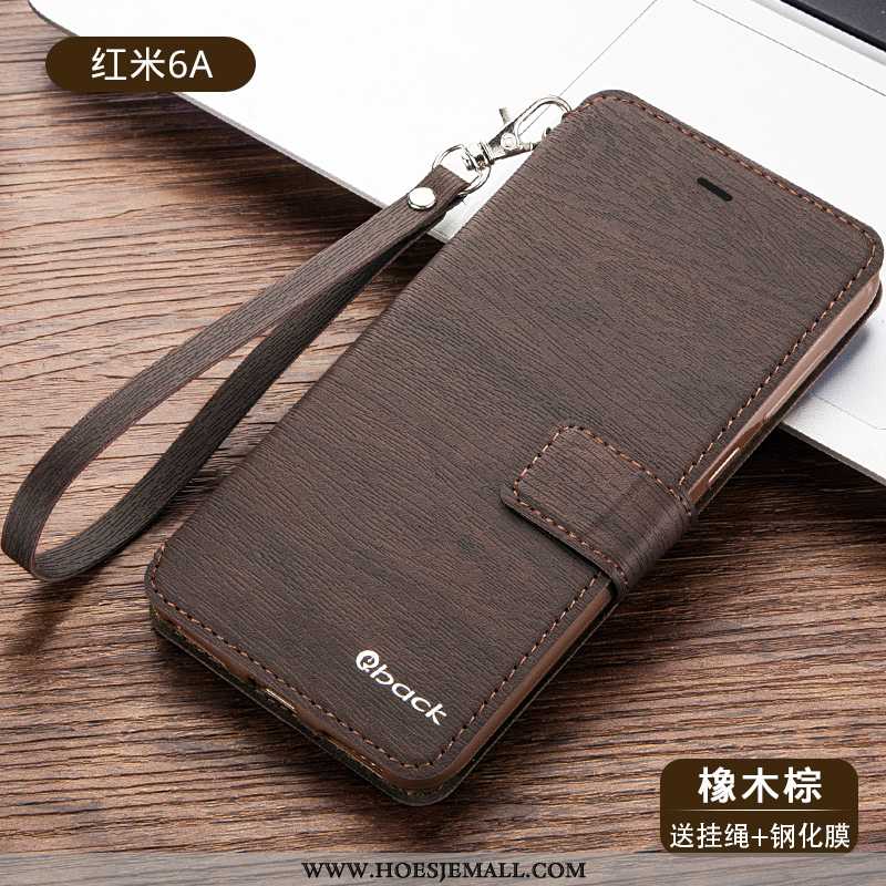 Hoesje Xiaomi Redmi 6a Leren Zacht All Inclusive Mobiele Telefoon Bescherming Rood Anti-fall Bruin