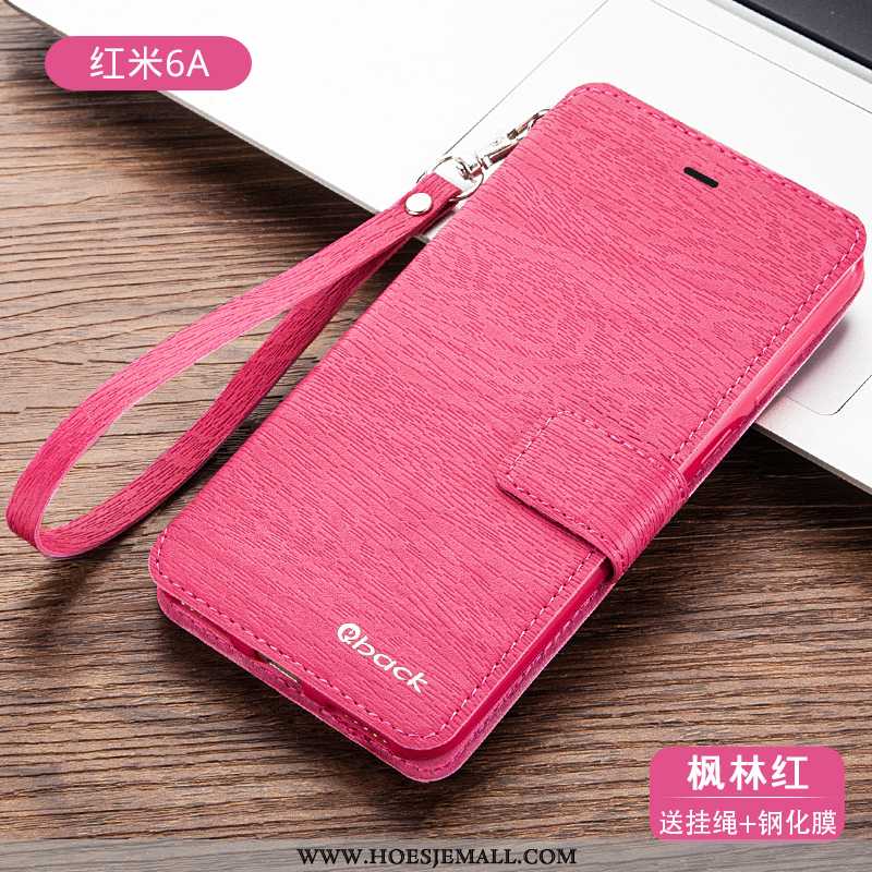 Hoesje Xiaomi Redmi 6a Leren Zacht All Inclusive Mobiele Telefoon Bescherming Rood Anti-fall Bruin