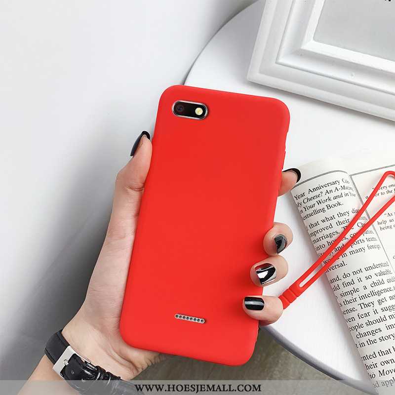 Hoesje Xiaomi Redmi 6a Bescherming Persoonlijk Hoes Rood Effen Kleur Eenvoudige Blauwe