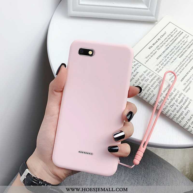 Hoesje Xiaomi Redmi 6a Bescherming Persoonlijk Hoes Rood Effen Kleur Eenvoudige Blauwe