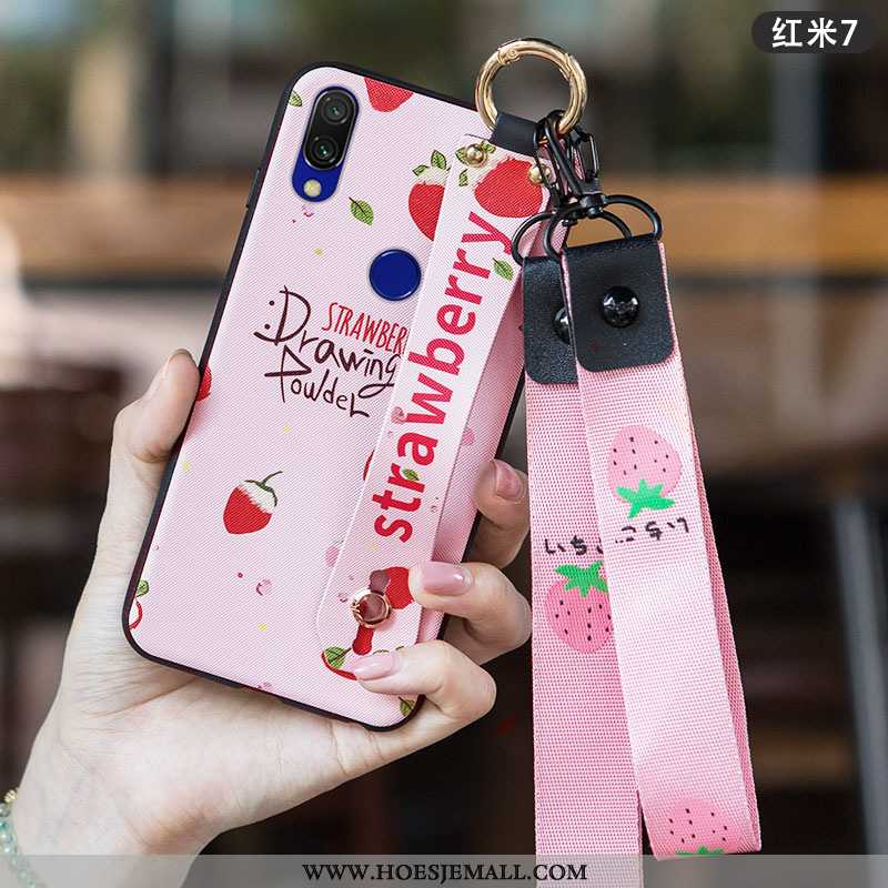 Hoesje Xiaomi Redmi 7 Bescherming Schrobben Siliconen Kunst Vers Mini Hoes Roze