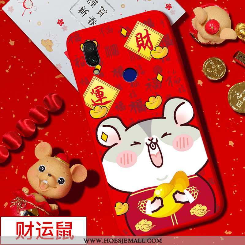 Hoes Xiaomi Redmi 7 Siliconen Bescherming Trend Chinese Stijl Spotprent Hoesje Rood