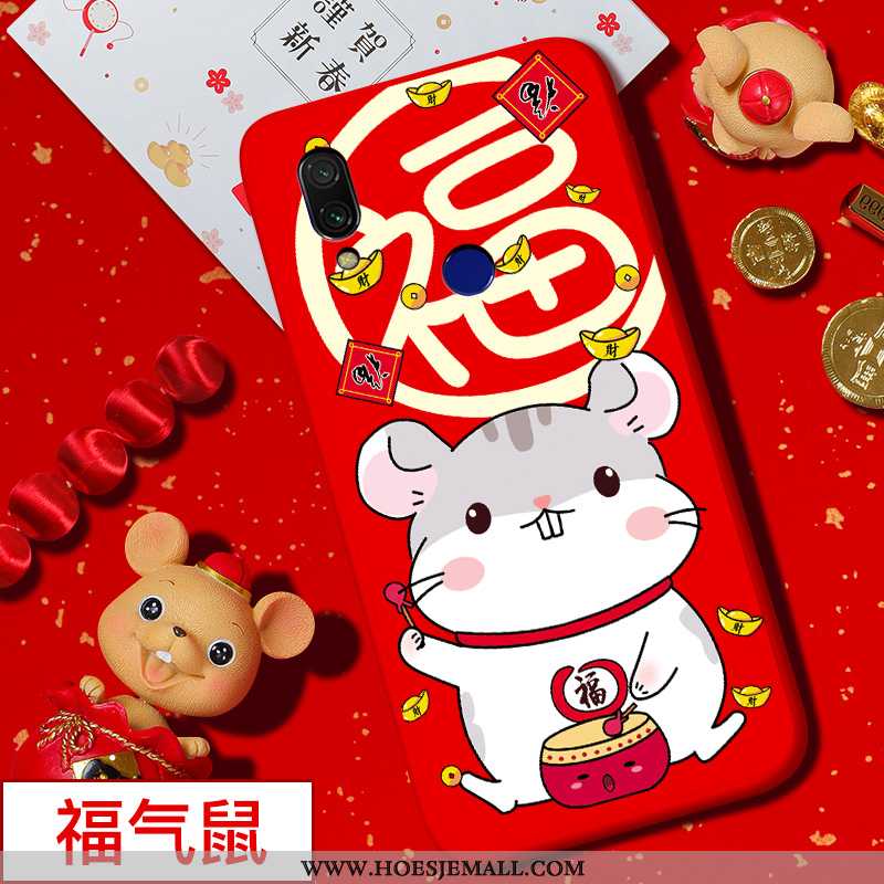 Hoes Xiaomi Redmi 7 Siliconen Bescherming Trend Chinese Stijl Spotprent Hoesje Rood