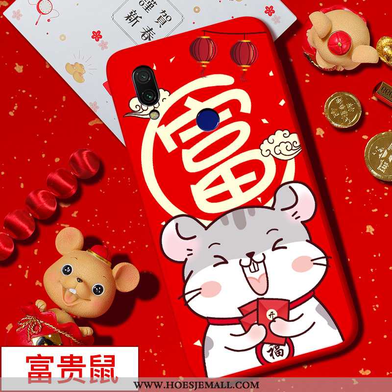 Hoes Xiaomi Redmi 7 Siliconen Bescherming Trend Chinese Stijl Spotprent Hoesje Rood