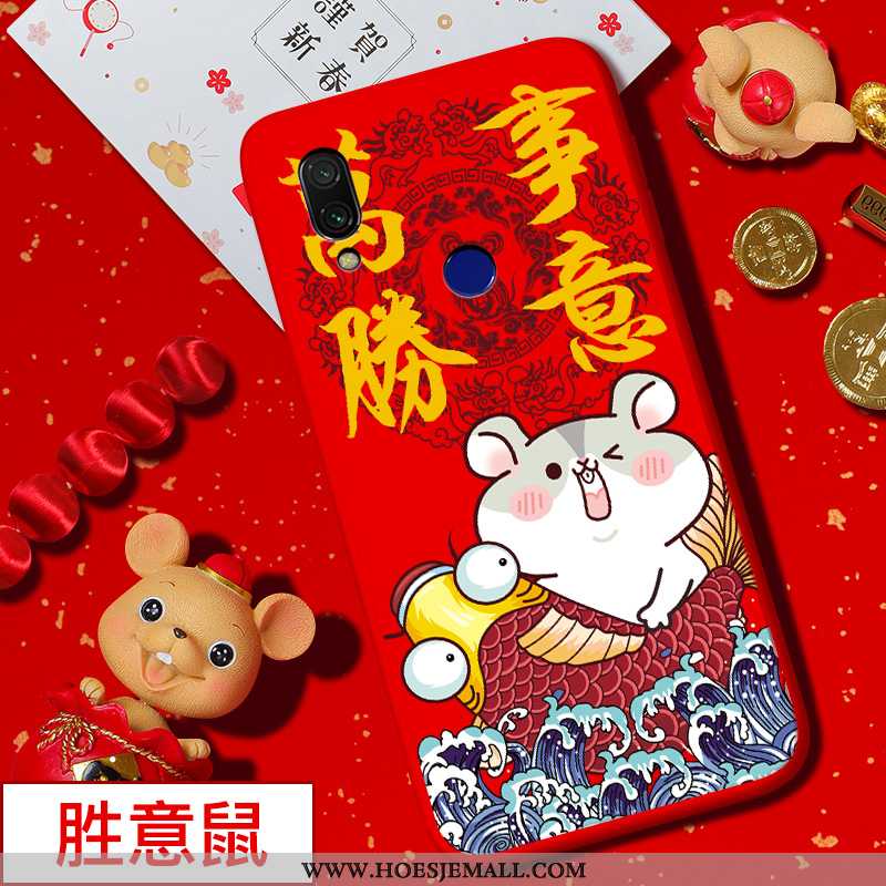 Hoes Xiaomi Redmi 7 Siliconen Bescherming Trend Chinese Stijl Spotprent Hoesje Rood