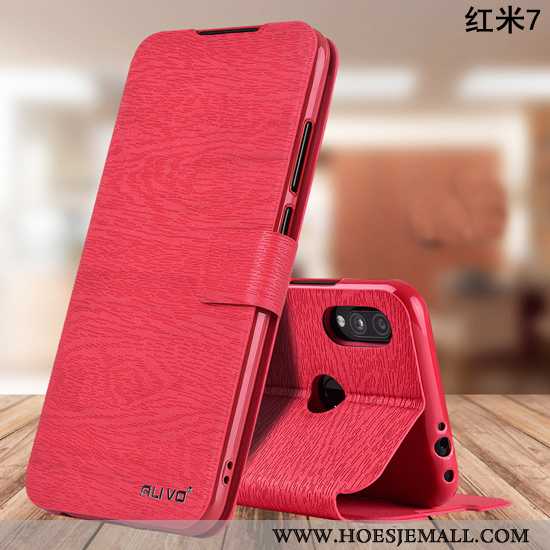 Hoes Xiaomi Redmi 7 Zacht Siliconen All Inclusive Bescherming Hoesje Mobiele Telefoon Folio Rood