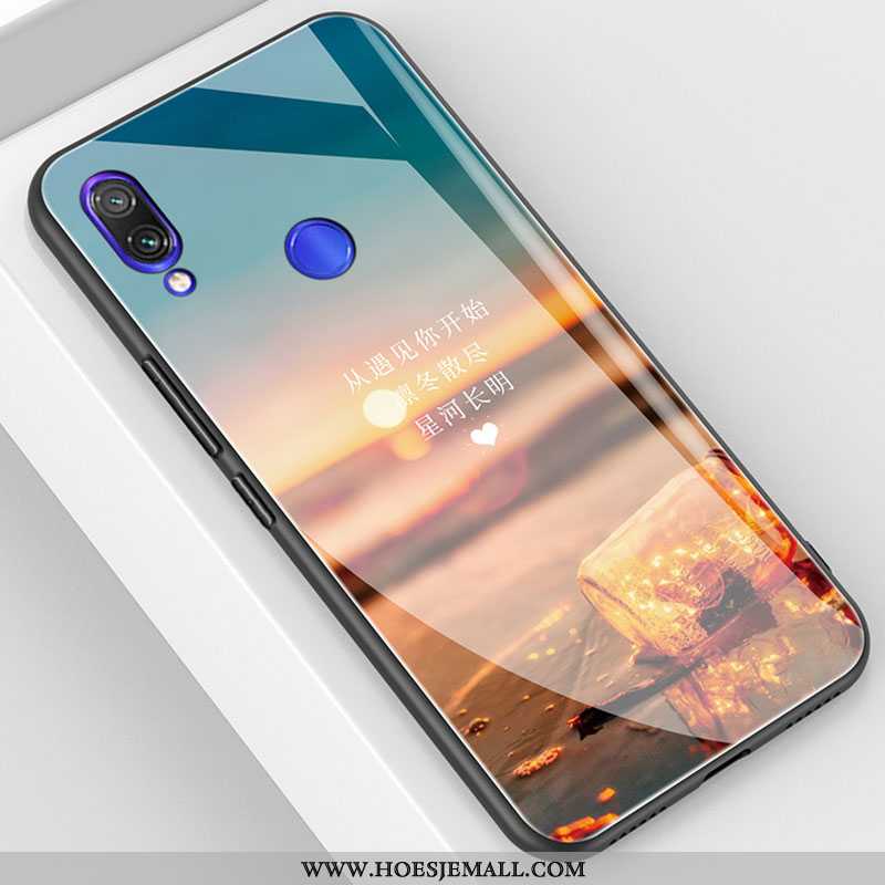 Hoes Xiaomi Redmi 7 Glas Trend Anti-fall Spiegel Mobiele Telefoon Mini Blauwe