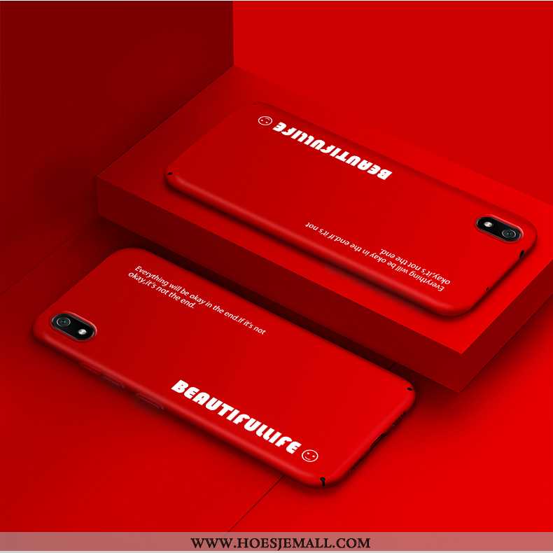 Hoes Xiaomi Redmi 7a Bescherming Schrobben Rood Eenvoudige Hoesje Hard Dun Blauwe