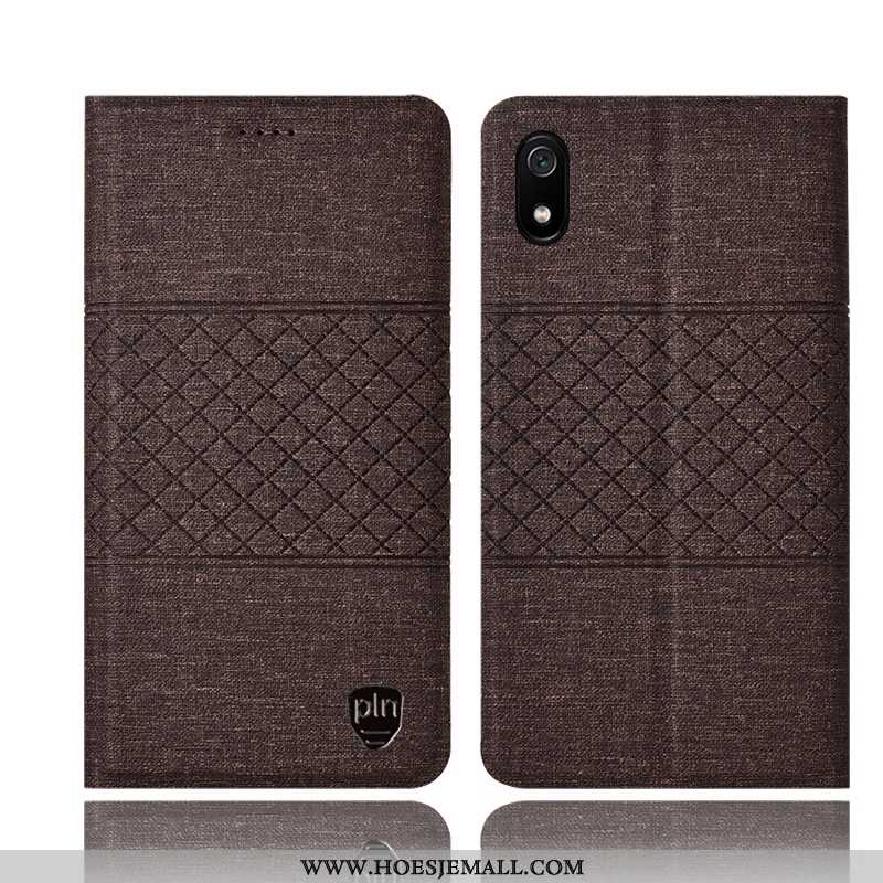 Hoesje Xiaomi Redmi 7a Katoen En Linnen Leren Mobiele Telefoon Bescherming Rood All Inclusive Roze