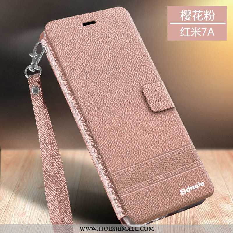 Hoes Xiaomi Redmi 7a Bescherming Leren Hoesje Clamshell Goud Anti-fall Rood Gouden