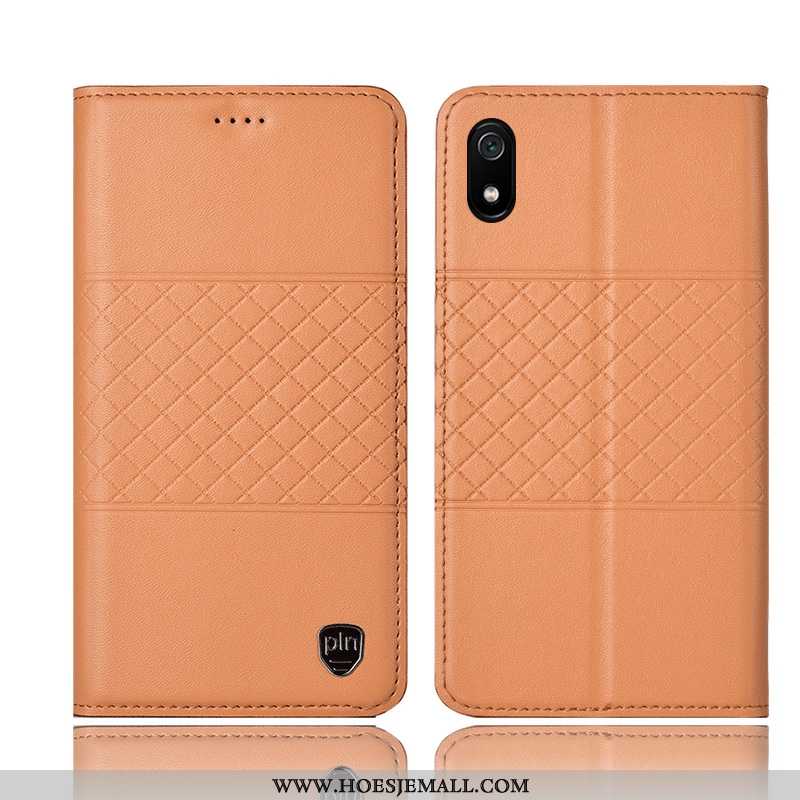 Hoes Xiaomi Redmi 7a Echt Leer Bescherming All Inclusive Anti-fall Rood Hoesje Mini Geel