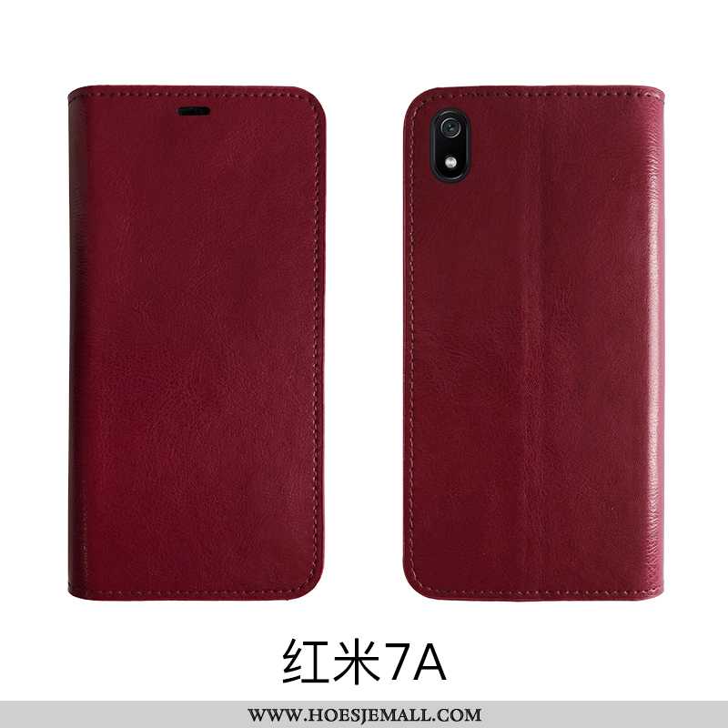 Hoesje Xiaomi Redmi 7a Vintage Zacht Bedrijf Rood Bescherming Folio Zwart Zwarte