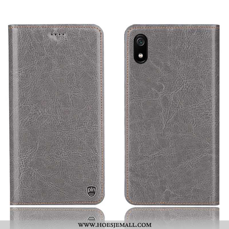 Hoesje Xiaomi Redmi 7a Bescherming Leren Folio Rood Patroon Mobiele Telefoon Grijs