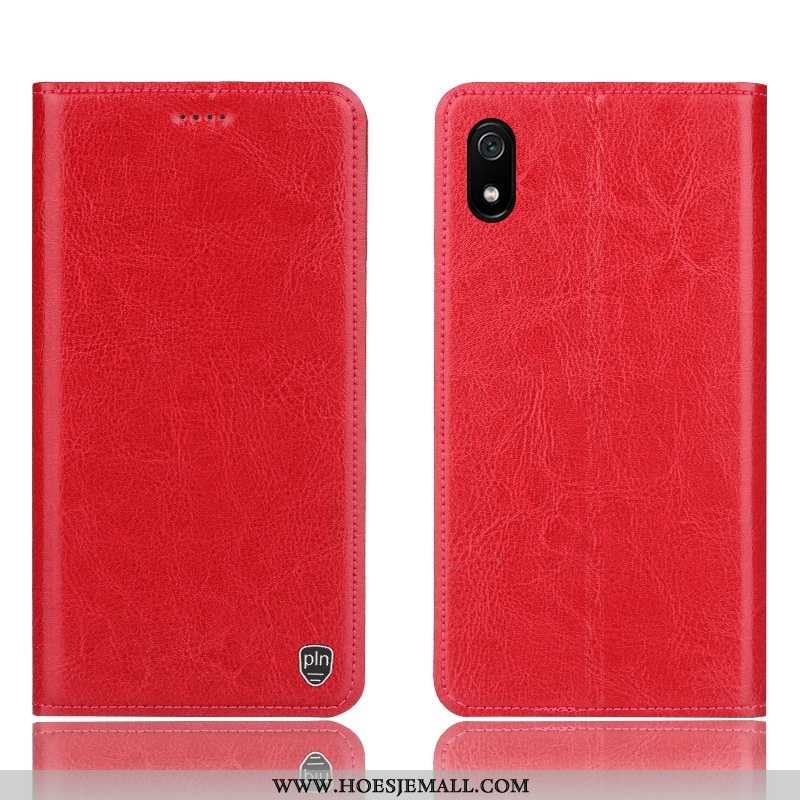 Hoesje Xiaomi Redmi 7a Bescherming Leren Folio Rood Patroon Mobiele Telefoon Grijs