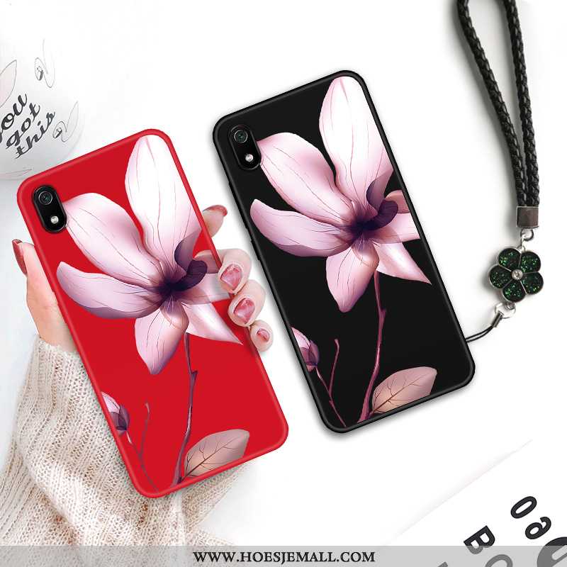 Hoesje Xiaomi Redmi 7a Classic Siliconen Roze Chinese Stijl Bloemen Vintage Anti-fall Rood