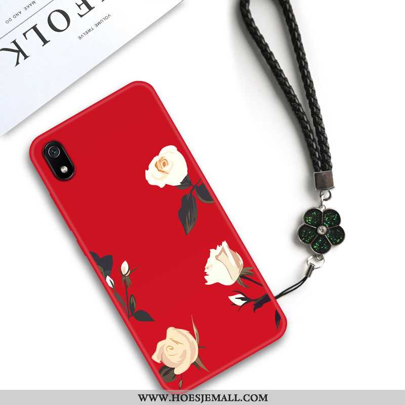 Hoesje Xiaomi Redmi 7a Classic Siliconen Roze Chinese Stijl Bloemen Vintage Anti-fall Rood