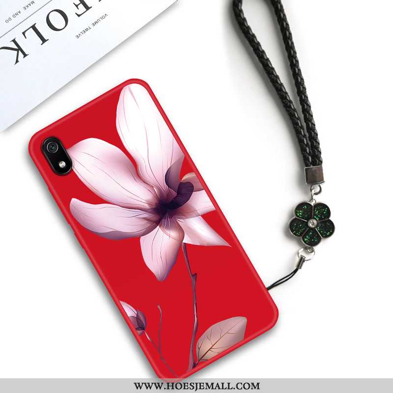 Hoesje Xiaomi Redmi 7a Classic Siliconen Roze Chinese Stijl Bloemen Vintage Anti-fall Rood