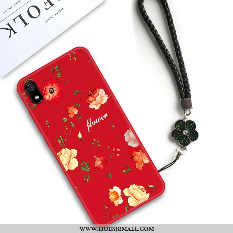 Hoesje Xiaomi Redmi 7a Classic Siliconen Roze Chinese Stijl Bloemen Vintage Anti-fall Rood