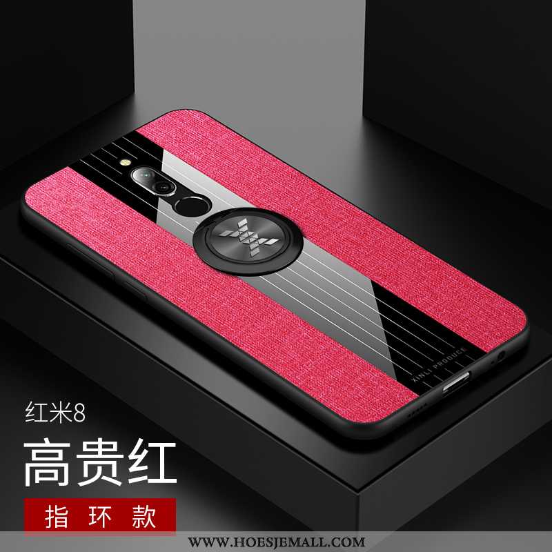 Hoesje Xiaomi Redmi 8 Patroon Trend Ondersteuning Anti-fall Siliconen Rood Doek Blauwe