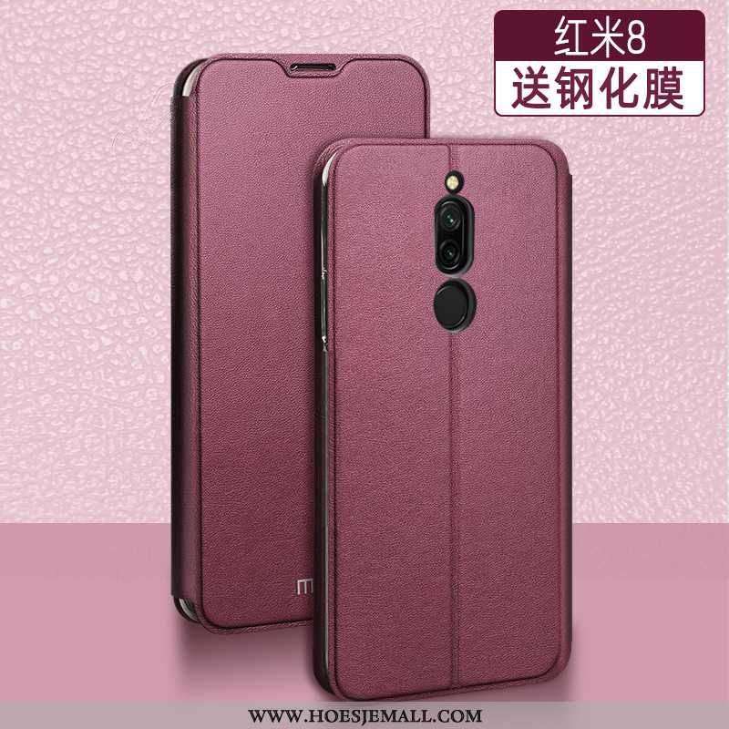 Hoesje Xiaomi Redmi 8 Siliconen Bescherming Hoes Anti-fall Rood Leren