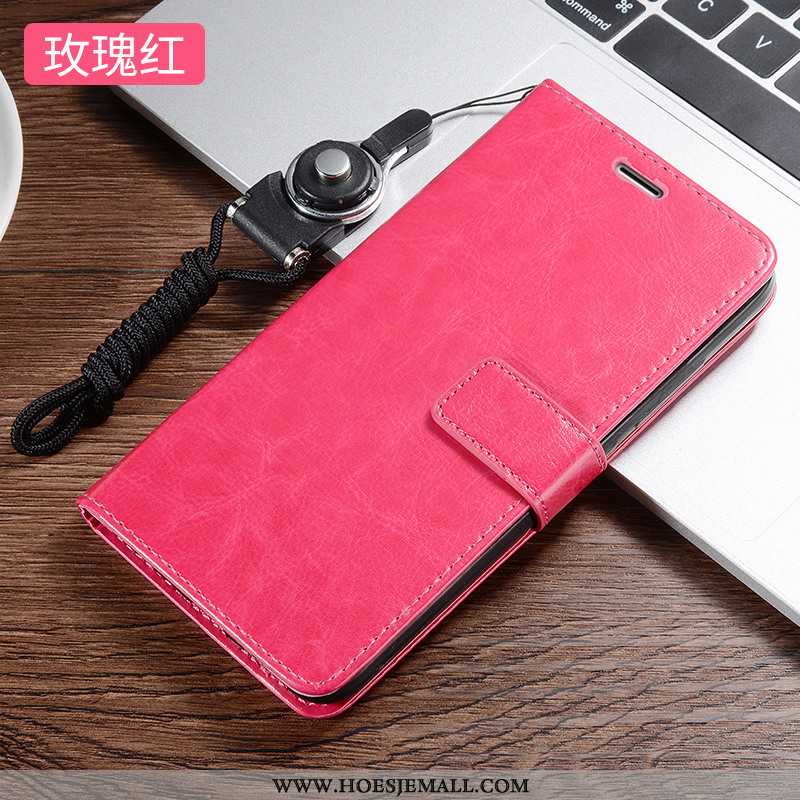 Hoesje Xiaomi Redmi 8 Leren Zacht Rood Anti-fall Clamshell Zwart Mini Zwarte