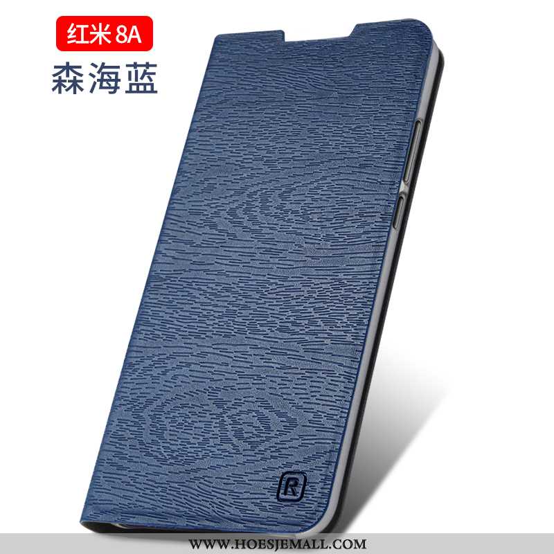 Hoesje Xiaomi Redmi 8a Bescherming Leren Mobiele Telefoon Hoes Rood Trend Anti-fall Gouden