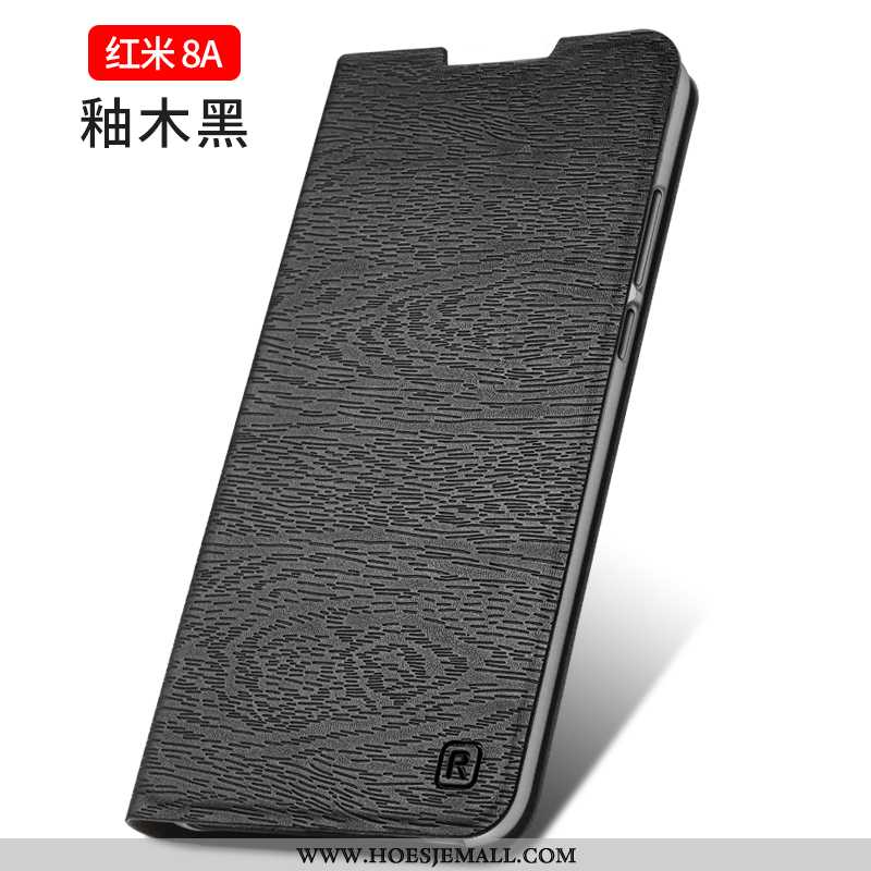 Hoesje Xiaomi Redmi 8a Bescherming Leren Mobiele Telefoon Hoes Rood Trend Anti-fall Gouden