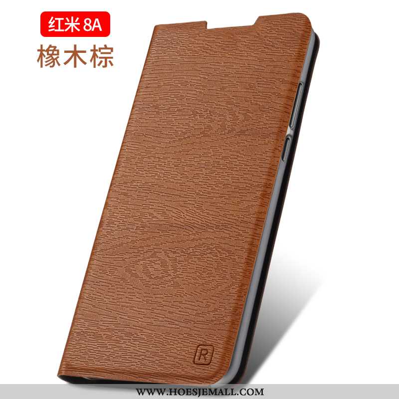 Hoesje Xiaomi Redmi 8a Bescherming Leren Mobiele Telefoon Hoes Rood Trend Anti-fall Gouden