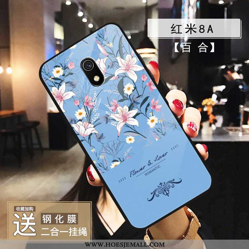 Hoes Xiaomi Redmi 8a Scheppend Mooie Hoesje Glas Patroon Blauw Trend Blauwe