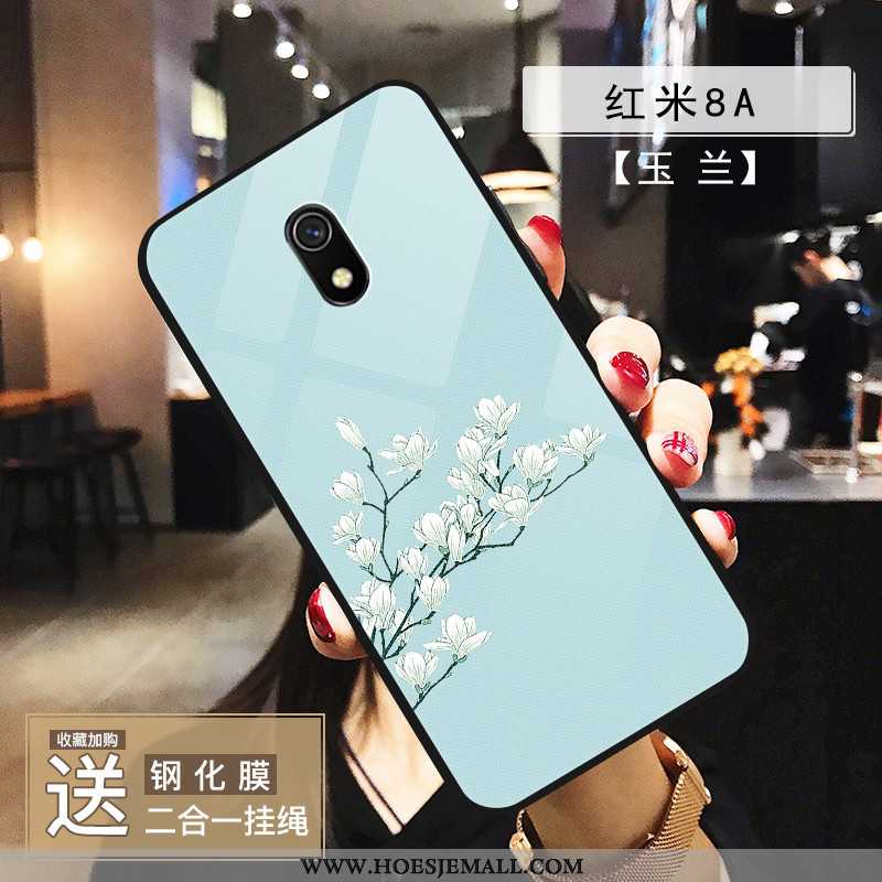 Hoes Xiaomi Redmi 8a Scheppend Mooie Hoesje Glas Patroon Blauw Trend Blauwe